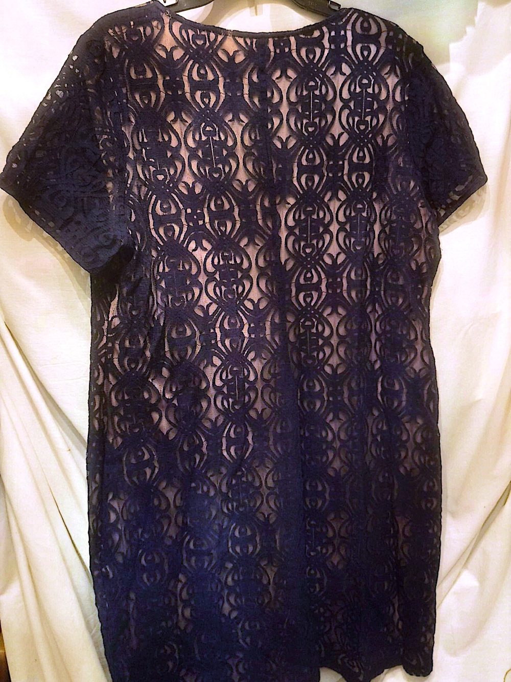 Glamour Navy Lace Short-Sleeve Tunic 1x